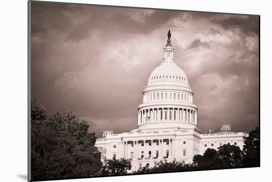 Capitol Building with Dramatic Cloudy Sky - Washington Dc, United States-Orhan-Mounted Photographic Print