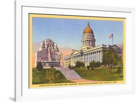 Capitol, Mormon Battalion Monument, Salt Lake City, Utah-null-Framed Art Print
