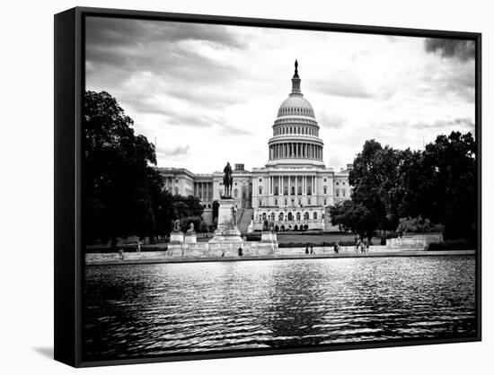 Capitol Reflecting Pool and the Capitol Building, US Congress, Washington D.C, White Frame-Philippe Hugonnard-Framed Stretched Canvas