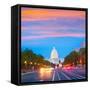 Capitol Sunset Pennsylvania Avenue Congress Washington DC USA-holbox-Framed Stretched Canvas