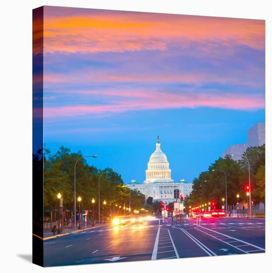 Capitol Sunset Pennsylvania Avenue Congress Washington DC USA-holbox-Stretched Canvas