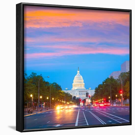 Capitol Sunset Pennsylvania Avenue Congress Washington DC USA-holbox-Framed Photographic Print