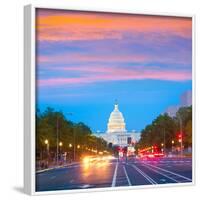 Capitol Sunset Pennsylvania Avenue Congress Washington DC USA-holbox-Framed Photographic Print