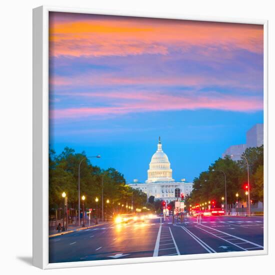 Capitol Sunset Pennsylvania Avenue Congress Washington DC USA-holbox-Framed Photographic Print