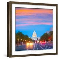 Capitol Sunset Pennsylvania Avenue Congress Washington DC USA-holbox-Framed Photographic Print