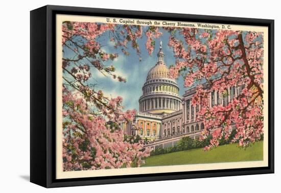 Capitol Through Cherry Blossoms-null-Framed Stretched Canvas