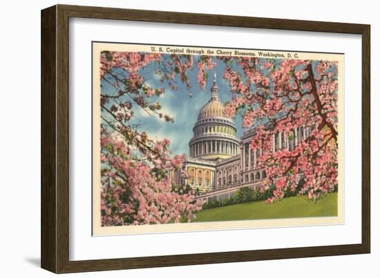 Capitol Through Cherry Blossoms-null-Framed Art Print