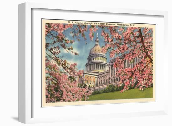 Capitol Through Cherry Blossoms-null-Framed Art Print