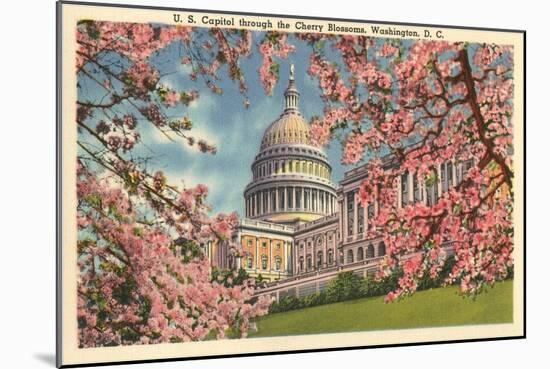Capitol Through Cherry Blossoms-null-Mounted Art Print