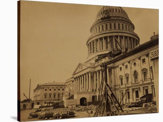 Capitol under Construction, Washington, D.C., c.1863-Andrew J^ Johnson-Stretched Canvas