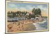 Capitola, California - Swimmers & Sunbathers on the Beach-Lantern Press-Mounted Art Print