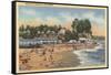 Capitola, California - Swimmers & Sunbathers on the Beach-Lantern Press-Framed Stretched Canvas