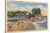 Capitola, California - Swimmers & Sunbathers on the Beach-Lantern Press-Stretched Canvas