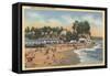 Capitola, California - Swimmers & Sunbathers on the Beach-Lantern Press-Framed Stretched Canvas