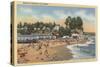 Capitola, California - Swimmers & Sunbathers on the Beach-Lantern Press-Stretched Canvas