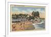 Capitola, California - Swimmers & Sunbathers on the Beach-Lantern Press-Framed Premium Giclee Print