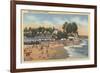 Capitola, California - Swimmers & Sunbathers on the Beach-Lantern Press-Framed Premium Giclee Print