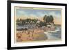 Capitola, California - Swimmers & Sunbathers on the Beach-Lantern Press-Framed Premium Giclee Print