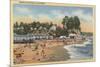 Capitola, California - Swimmers & Sunbathers on the Beach-Lantern Press-Mounted Premium Giclee Print