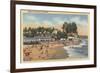 Capitola, California - Swimmers & Sunbathers on the Beach-Lantern Press-Framed Art Print