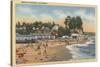 Capitola, California - Swimmers & Sunbathers on the Beach-Lantern Press-Stretched Canvas