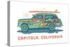 Capitola, California - Woody sans Palm Tree - white - Lantern Press Artwork-Lantern Press-Stretched Canvas