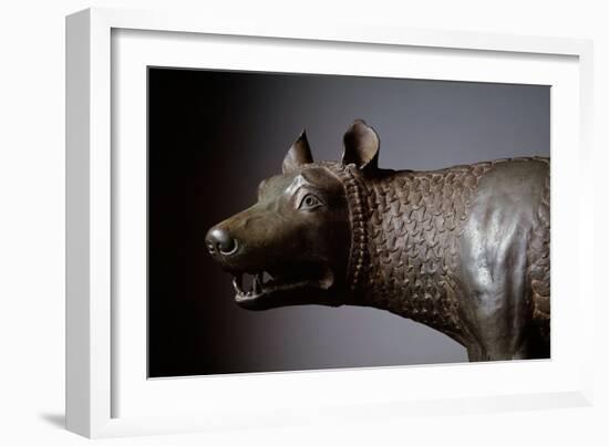 Capitoline Wolf (Detail of the Head) - Bronze Sculpture, 450-430 BC-Etruscan-Framed Giclee Print
