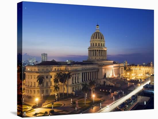 Capitolio Nacional Illuminated at Night, Central Havana, Cuba, West Indies, Caribbean-Christian Kober-Stretched Canvas