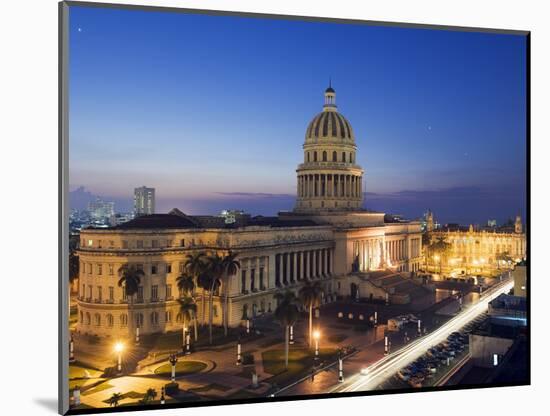 Capitolio Nacional Illuminated at Night, Central Havana, Cuba, West Indies, Caribbean-Christian Kober-Mounted Photographic Print