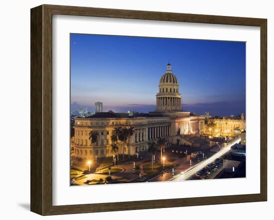 Capitolio Nacional Illuminated at Night, Central Havana, Cuba, West Indies, Caribbean-Christian Kober-Framed Photographic Print