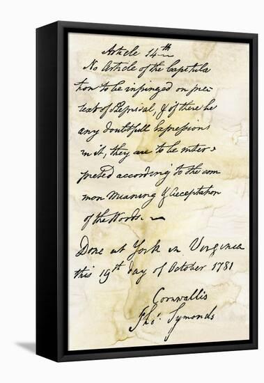 Capitulation Document from Lord Cornwallis to General Washington at Yorktown, c.1781-null-Framed Stretched Canvas