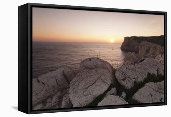 Capo Caccia at Sunset, Province Nurra, Sardinia, Italy, Mediterranean, Europe-Markus Lange-Framed Stretched Canvas