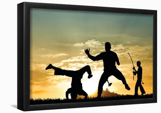 Capoeira At Sunset-null-Framed Poster