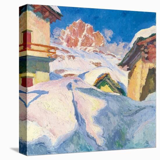 Capolago in Winter with a View of Piz Lagrev, 1928-Giovanni Giacometti-Stretched Canvas