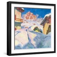 Capolago in Winter with a View of Piz Lagrev, 1928-Giovanni Giacometti-Framed Giclee Print