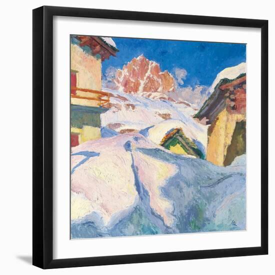 Capolago in Winter with a View of Piz Lagrev, 1928-Giovanni Giacometti-Framed Giclee Print