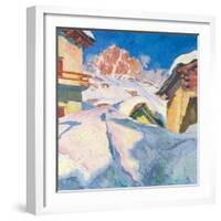 Capolago in Winter with a View of Piz Lagrev, 1928-Giovanni Giacometti-Framed Giclee Print