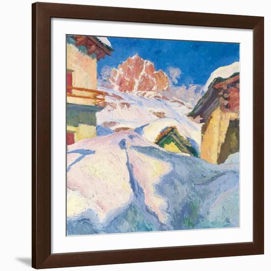 Capolago in Winter with a View of Piz Lagrev, 1928-Giovanni Giacometti-Framed Giclee Print