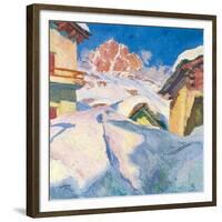 Capolago in Winter with a View of Piz Lagrev, 1928-Giovanni Giacometti-Framed Giclee Print