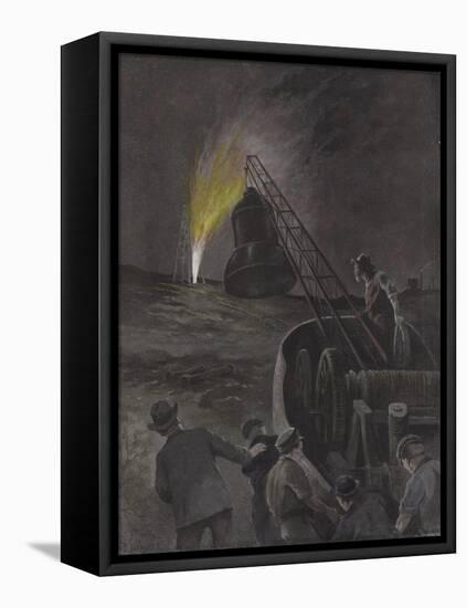Capping a Burning Oil Well, Texas-Paul Frenzeny-Framed Stretched Canvas