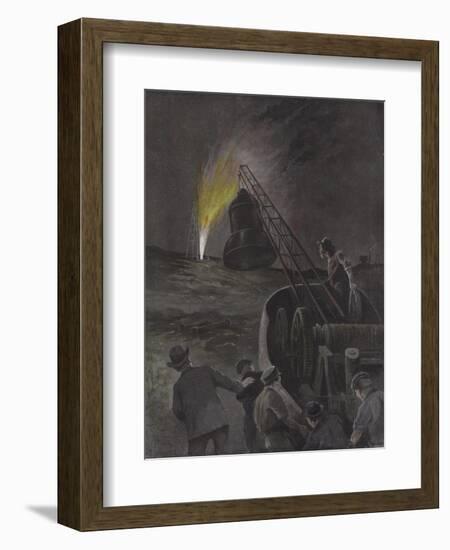 Capping a Burning Oil Well, Texas-Paul Frenzeny-Framed Giclee Print