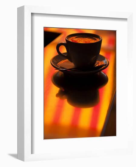 Cappuccino Reflection, Lugano, Ticino Canton, Switzerland-Walter Bibikow-Framed Photographic Print
