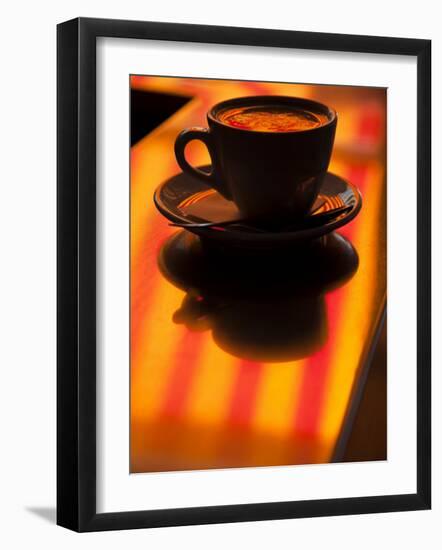 Cappuccino Reflection, Lugano, Ticino Canton, Switzerland-Walter Bibikow-Framed Photographic Print
