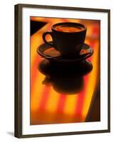 Cappuccino Reflection, Lugano, Ticino Canton, Switzerland-Walter Bibikow-Framed Photographic Print