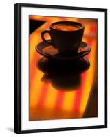 Cappuccino Reflection, Lugano, Ticino Canton, Switzerland-Walter Bibikow-Framed Photographic Print