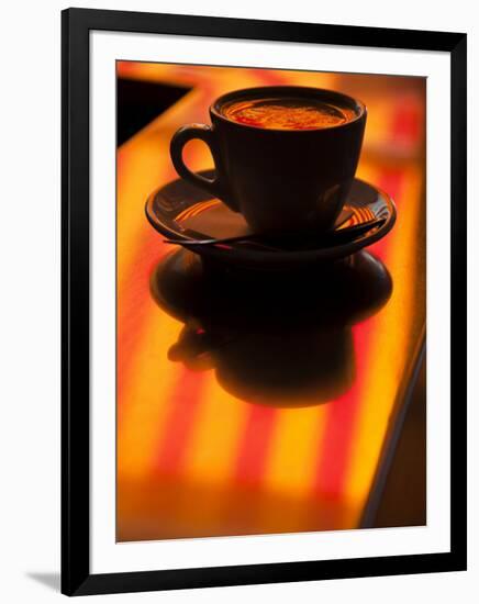 Cappuccino Reflection, Lugano, Ticino Canton, Switzerland-Walter Bibikow-Framed Photographic Print