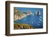 Capri Island, Naples, Italy. Aerial View of Faragliioni and Coastline from Anacapri.-Francesco Riccardo Iacomino-Framed Photographic Print