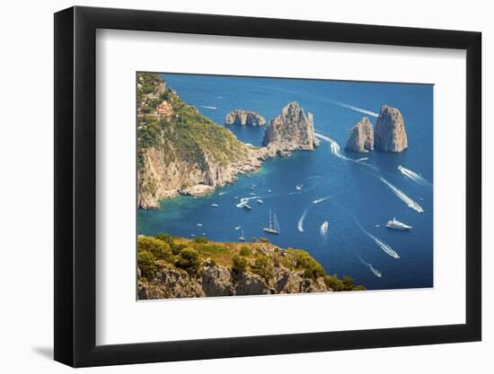 Capri Island, Naples, Italy. Aerial View of Faragliioni and Coastline from Anacapri.-Francesco Riccardo Iacomino-Framed Photographic Print