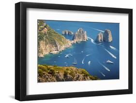 Capri Island, Naples, Italy. Aerial View of Faragliioni and Coastline from Anacapri.-Francesco Riccardo Iacomino-Framed Photographic Print