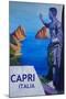 Capri view with Ancient Roman Empire Statue Poster-Markus Bleichner-Mounted Art Print